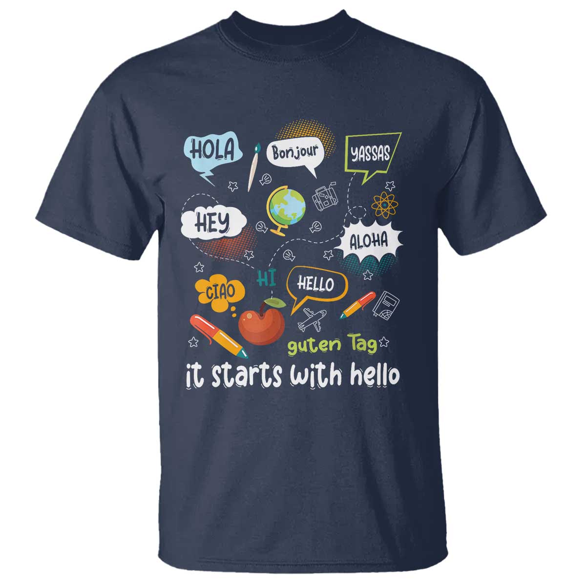 Inclusion Matters T Shirt It Starts With Hello In Languages - Wonder Print Shop
