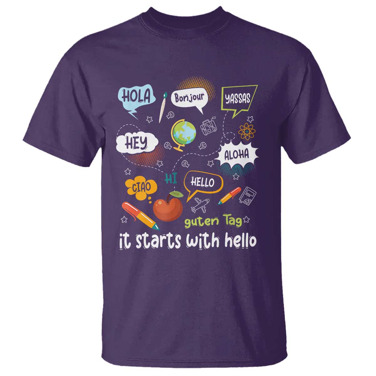 Inclusion Matters T Shirt It Starts With Hello In Languages - Wonder Print Shop