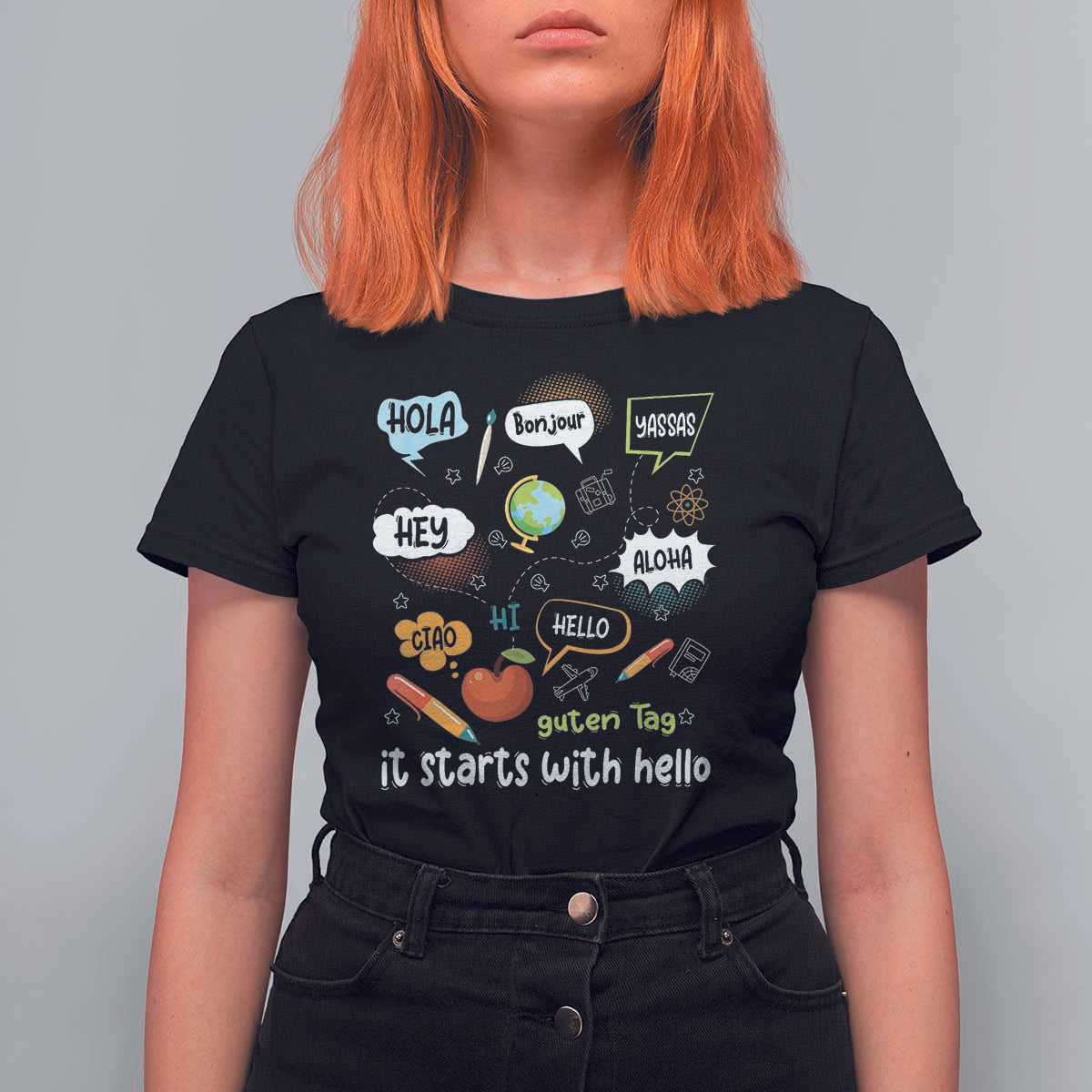 Inclusion Matters T Shirt For Women It Starts With Hello In Languages - Wonder Print Shop