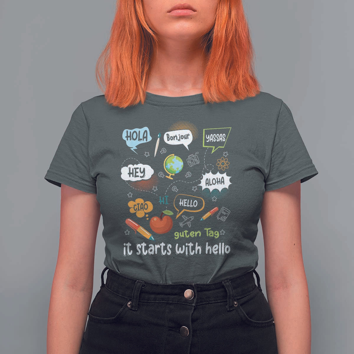 Inclusion Matters T Shirt For Women It Starts With Hello In Languages - Wonder Print Shop