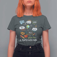 Inclusion Matters T Shirt For Women It Starts With Hello In Languages - Wonder Print Shop