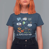 Inclusion Matters T Shirt For Women It Starts With Hello In Languages - Wonder Print Shop