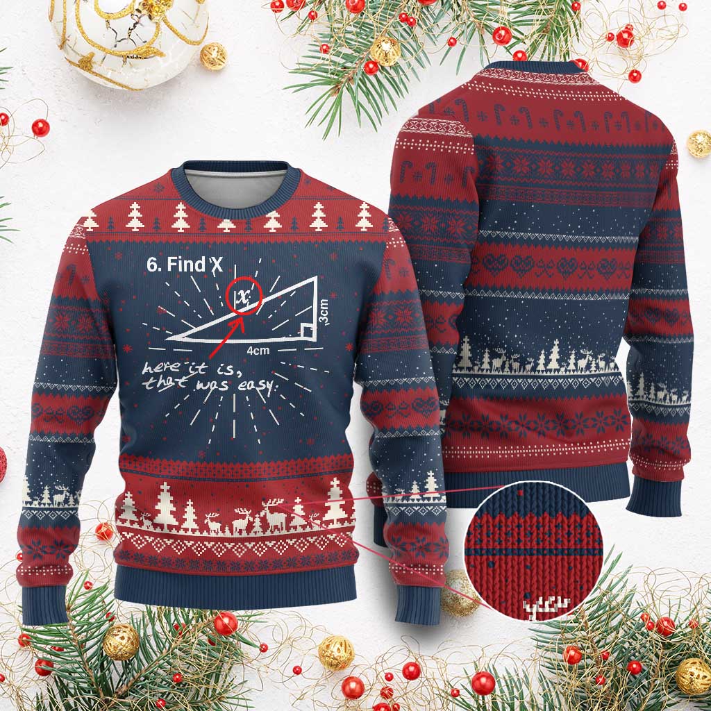 Funny Math Ugly Christmas Sweater Find X Here It Is That Was Easy - Wonder Print Shop