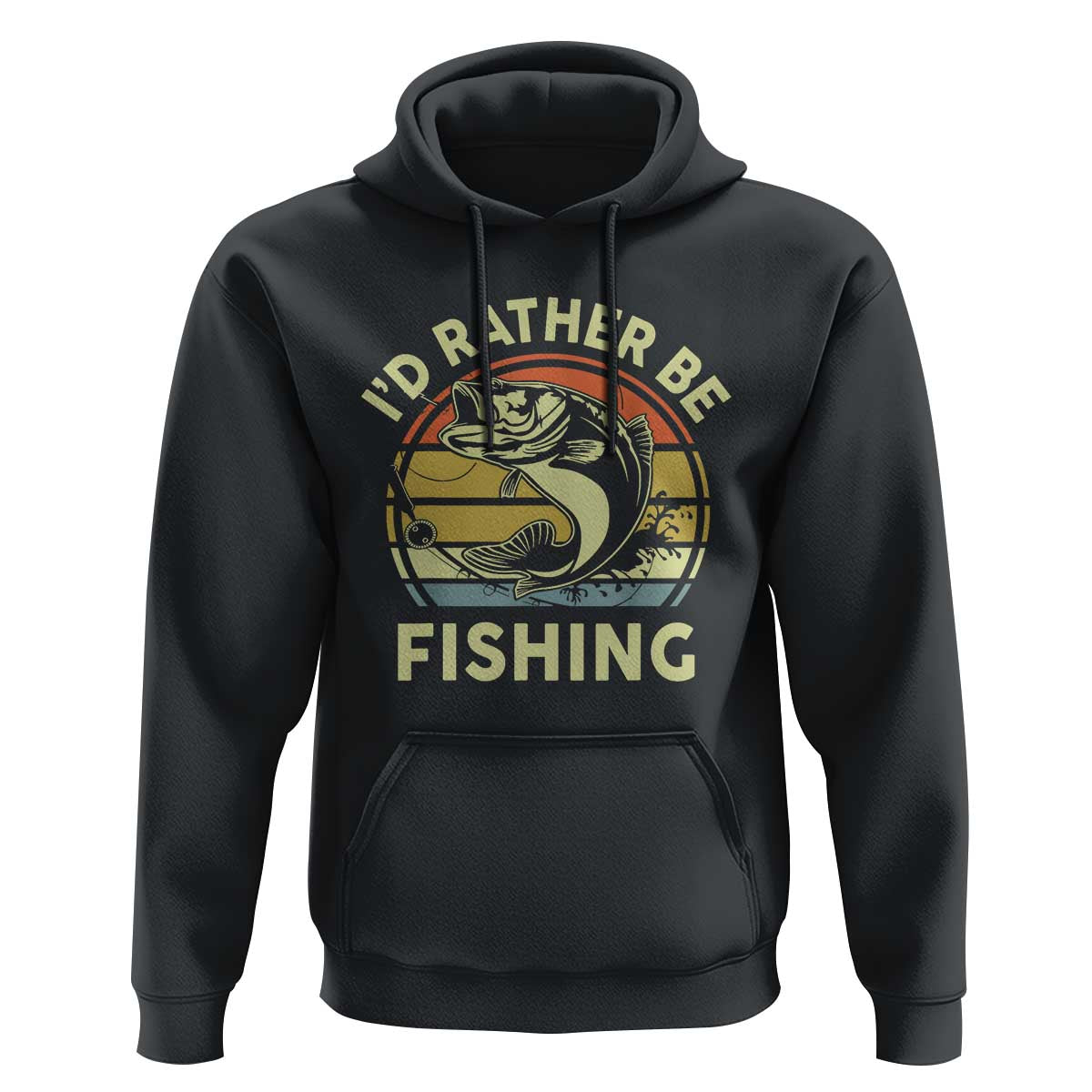 Funny Bass Fishing Hoodie I'd Rather Be Fishing Retro Vintage - Wonder Print Shop