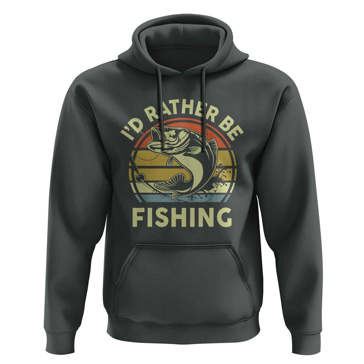 Funny Bass Fishing Hoodie I'd Rather Be Fishing Retro Vintage - Wonder Print Shop
