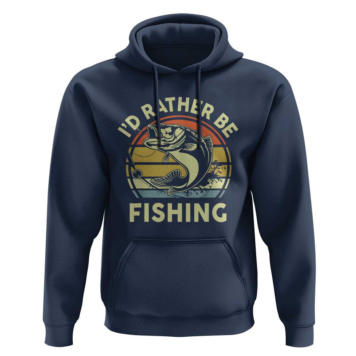 Funny Bass Fishing Hoodie I'd Rather Be Fishing Retro Vintage - Wonder Print Shop