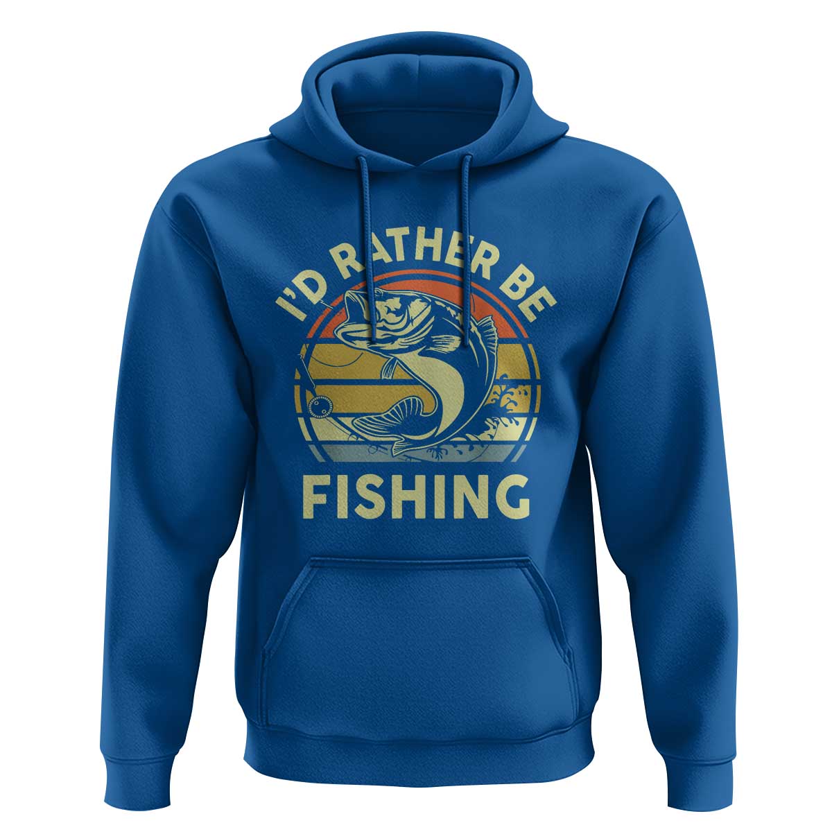 Funny Bass Fishing Hoodie I'd Rather Be Fishing Retro Vintage - Wonder Print Shop