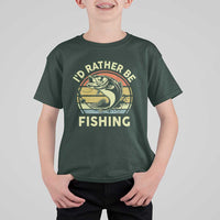 Funny Bass Fishing T Shirt For Kid I'd Rather Be Fishing Retro Vintage - Wonder Print Shop