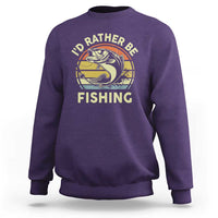 Funny Bass Fishing Sweatshirt I'd Rather Be Fishing Retro Vintage - Wonder Print Shop