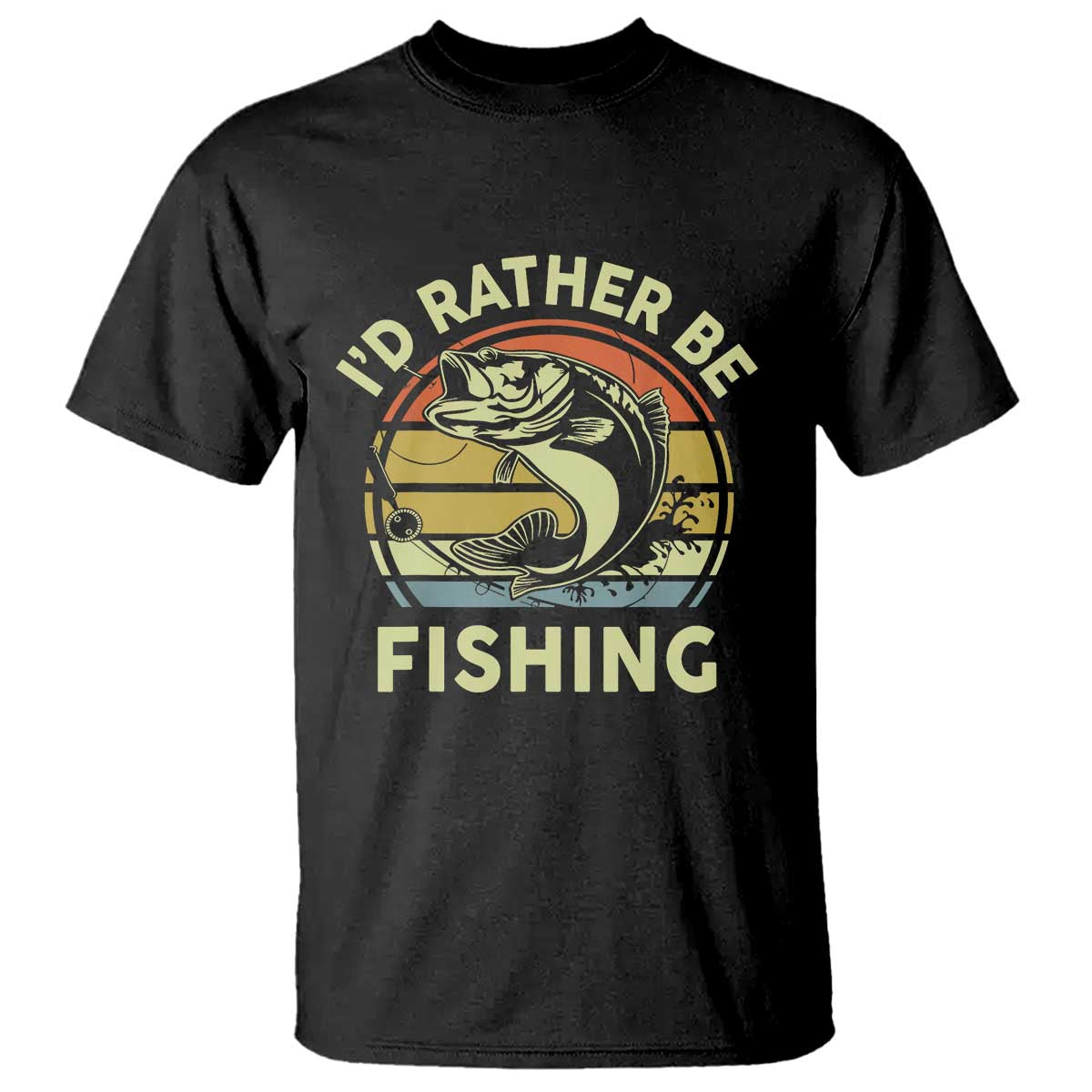 Funny Bass Fishing T Shirt I'd Rather Be Fishing Retro Vintage - Wonder Print Shop