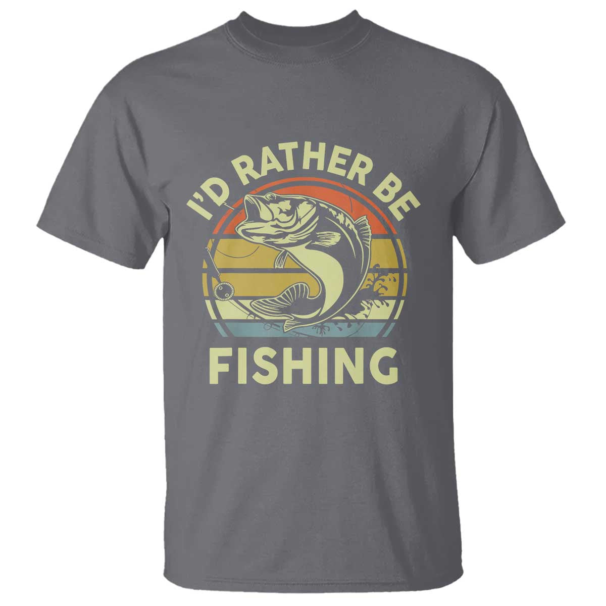 Funny Bass Fishing T Shirt I'd Rather Be Fishing Retro Vintage - Wonder Print Shop