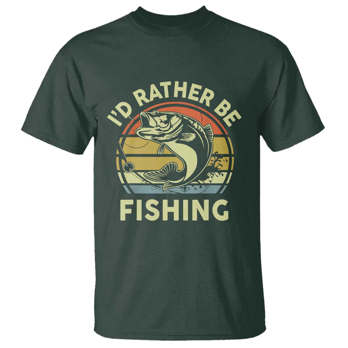 Funny Bass Fishing T Shirt I'd Rather Be Fishing Retro Vintage - Wonder Print Shop