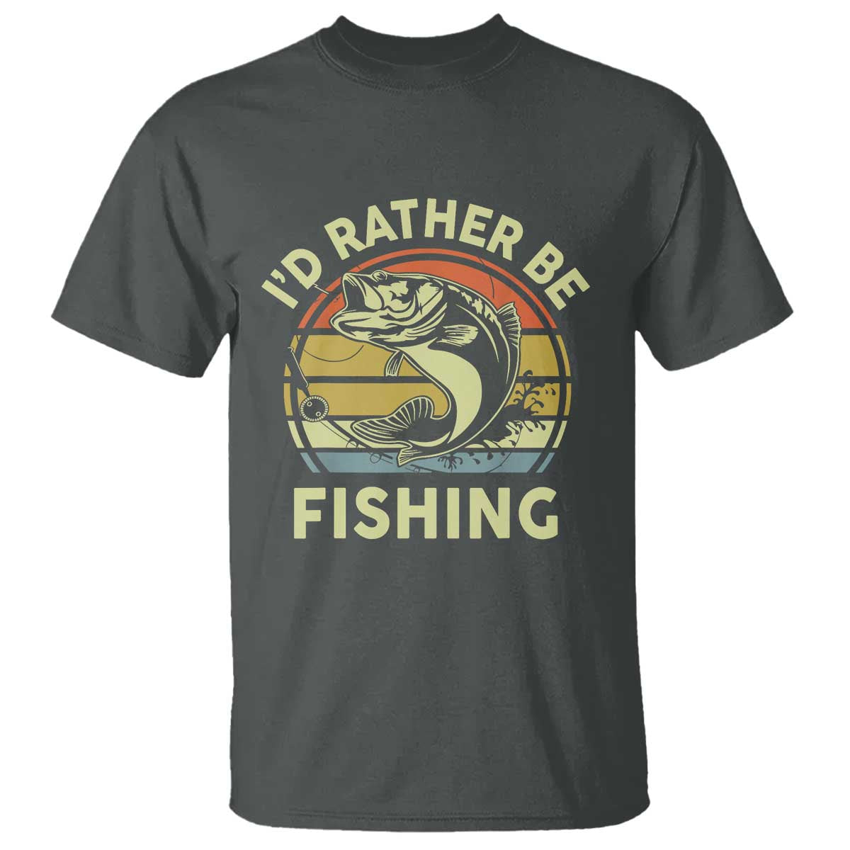 Funny Bass Fishing T Shirt I'd Rather Be Fishing Retro Vintage - Wonder Print Shop
