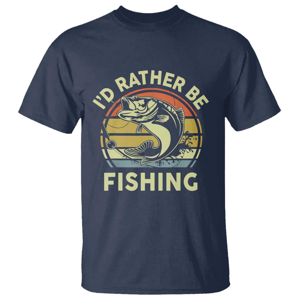 Funny Bass Fishing T Shirt I'd Rather Be Fishing Retro Vintage - Wonder Print Shop