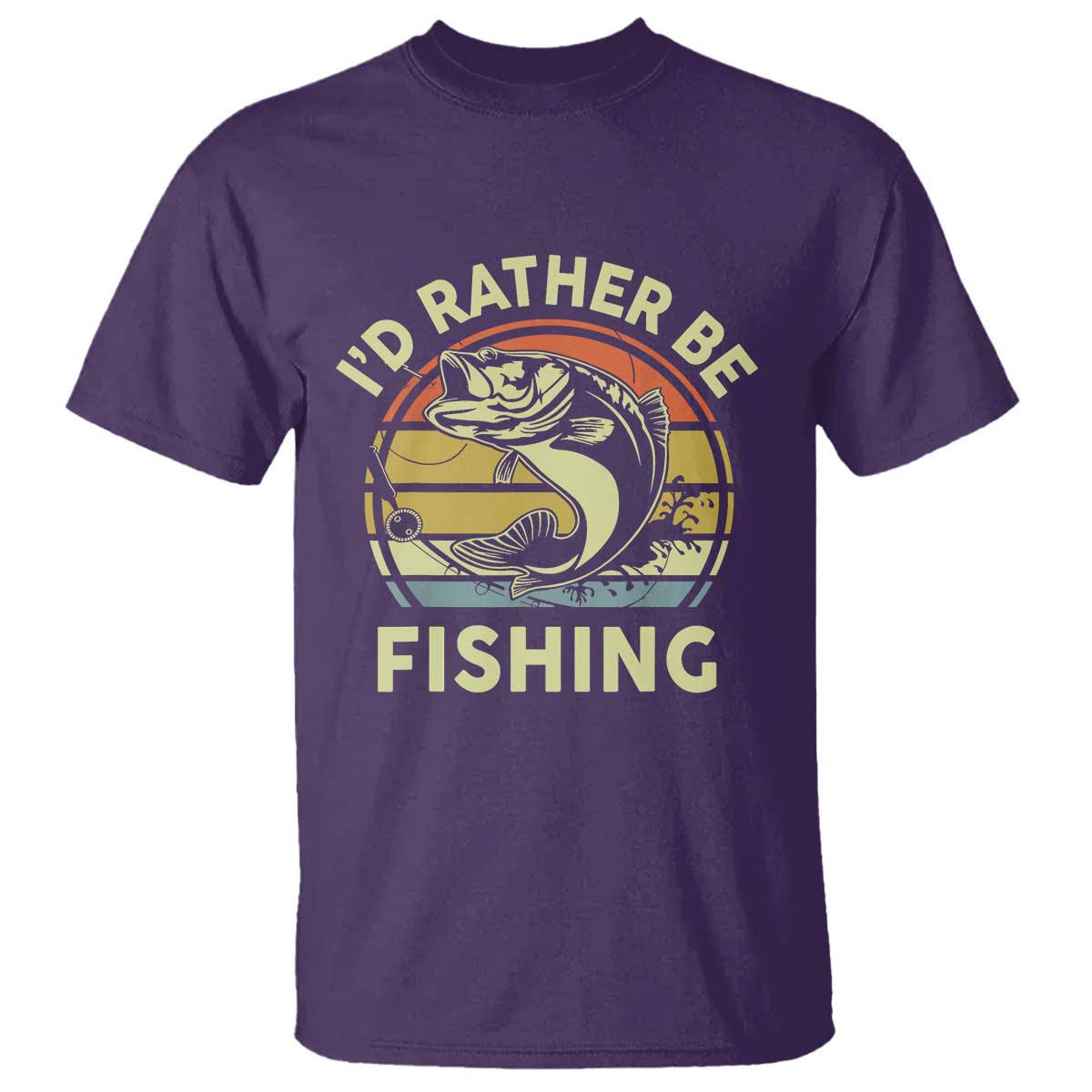 Funny Bass Fishing T Shirt I'd Rather Be Fishing Retro Vintage - Wonder Print Shop