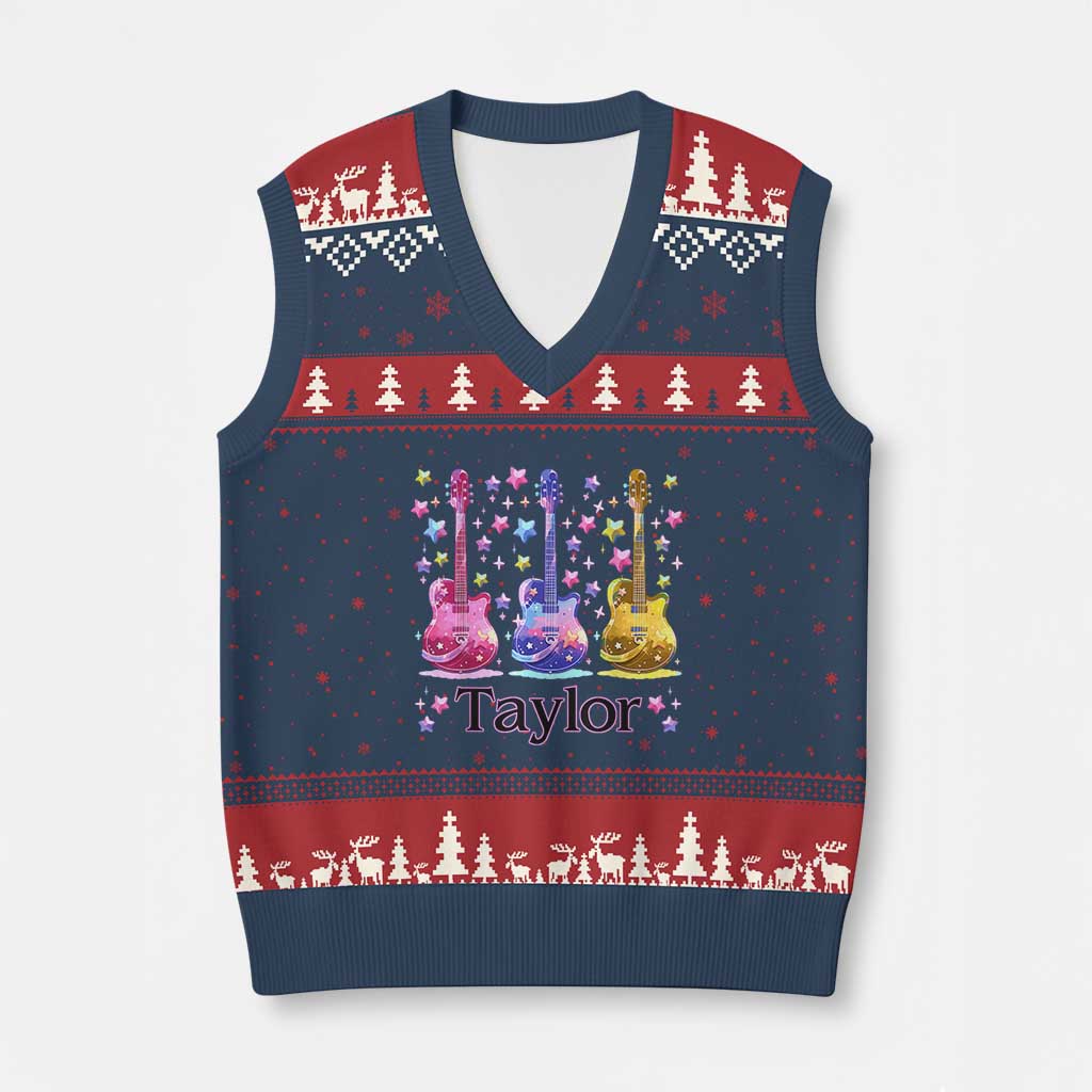 Taylor Name V-Neck Knit Sweater Vest Retro Groovy 70s 80s - Wonder Print Shop