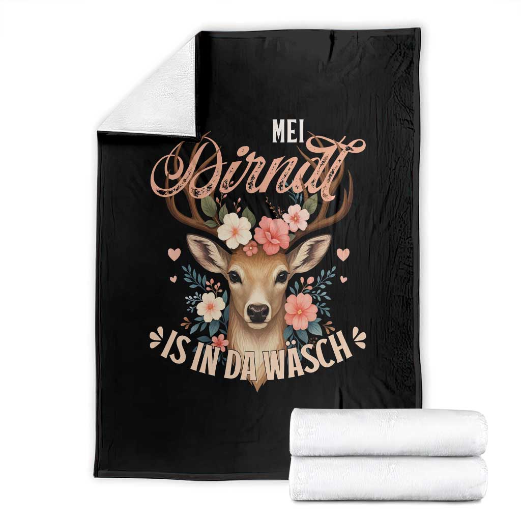 Funny Oktoberfest Deer Throw Blanket Mei Dirndl Is In Da Wasch German Bavarian Costume - Wonder Print Shop