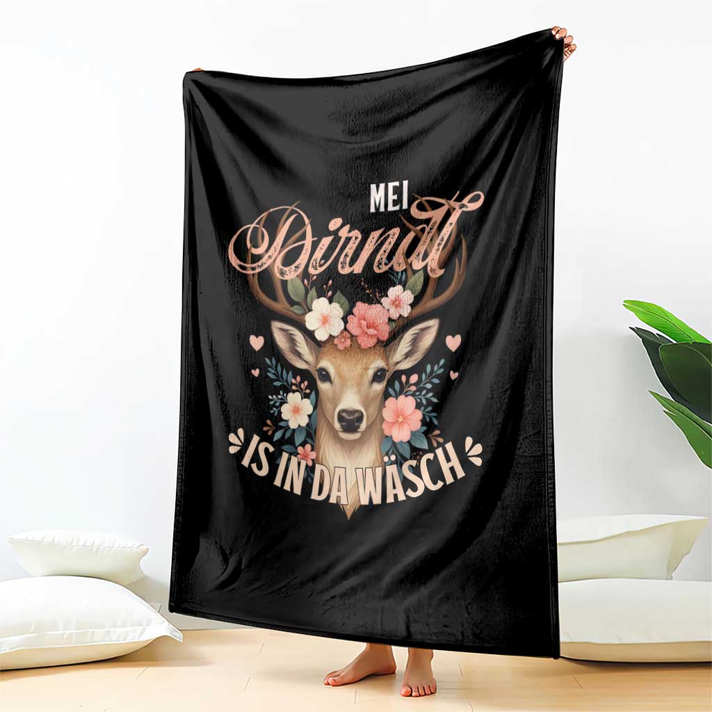 Funny Oktoberfest Deer Throw Blanket Mei Dirndl Is In Da Wasch German Bavarian Costume - Wonder Print Shop