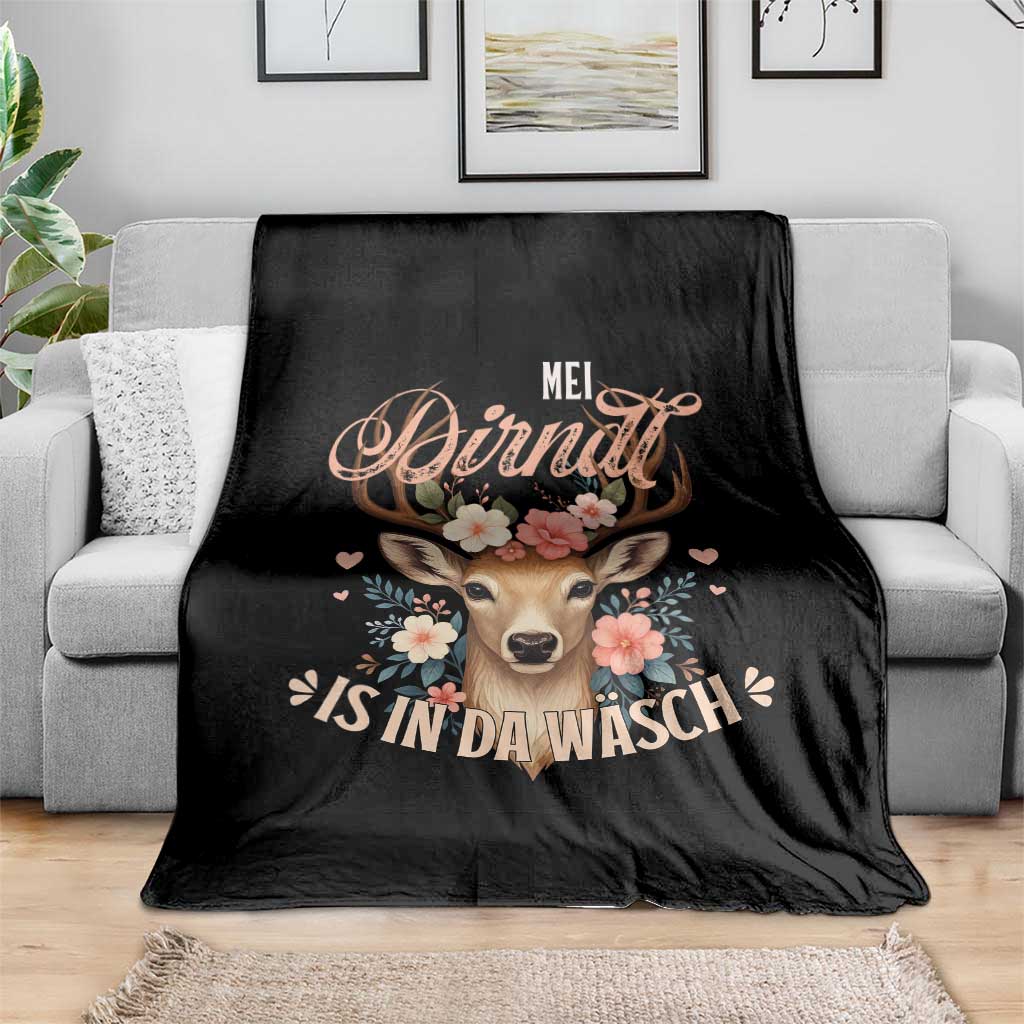 Funny Oktoberfest Deer Throw Blanket Mei Dirndl Is In Da Wasch German Bavarian Costume - Wonder Print Shop