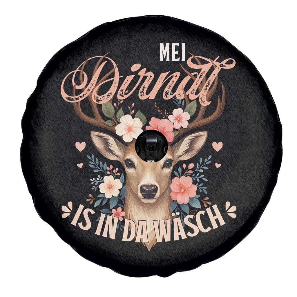 Funny Oktoberfest Deer Spare Tire Cover Mei Dirndl Is In Da Wasch German Bavarian Costume - Wonder Print Shop