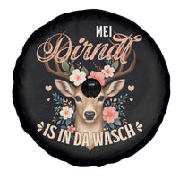 Funny Oktoberfest Deer Spare Tire Cover Mei Dirndl Is In Da Wasch German Bavarian Costume - Wonder Print Shop