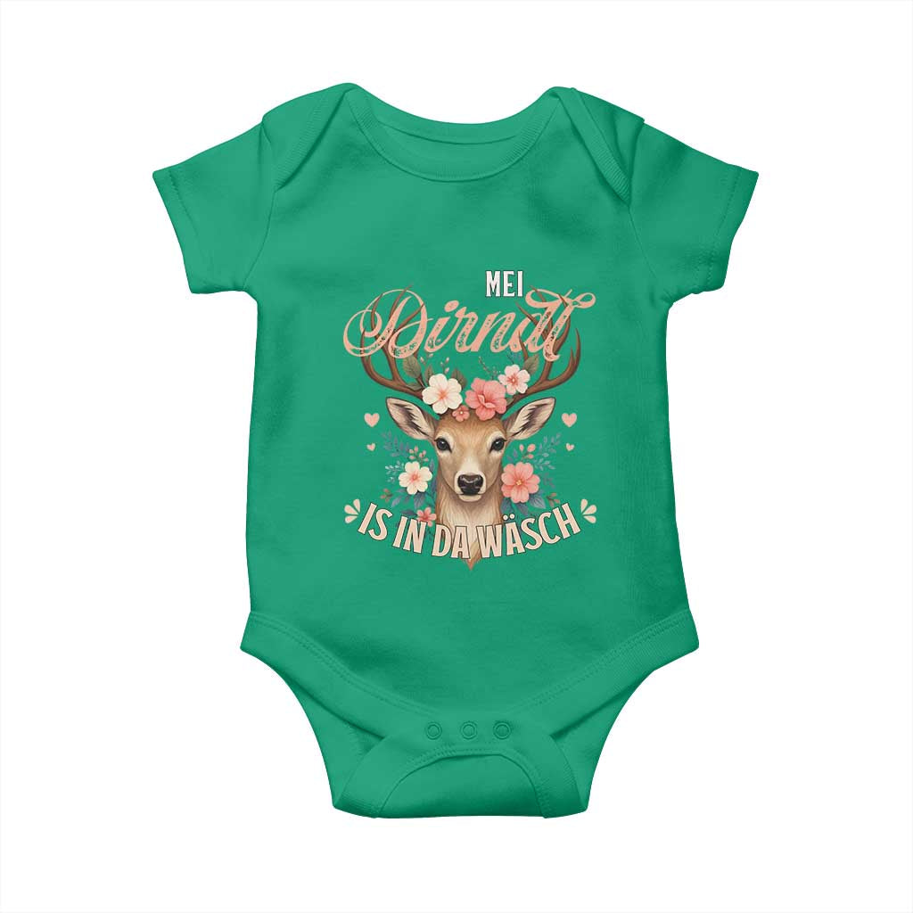 Funny Oktoberfest Deer Baby Onesie Mei Dirndl Is In Da Wasch German Bavarian Costume - Wonder Print Shop