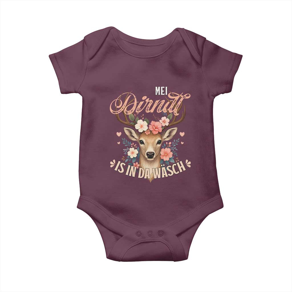 Funny Oktoberfest Deer Baby Onesie Mei Dirndl Is In Da Wasch German Bavarian Costume - Wonder Print Shop