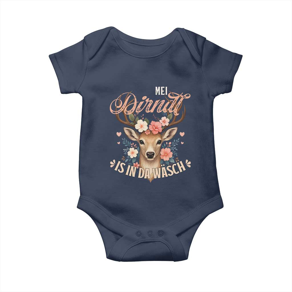 Funny Oktoberfest Deer Baby Onesie Mei Dirndl Is In Da Wasch German Bavarian Costume - Wonder Print Shop