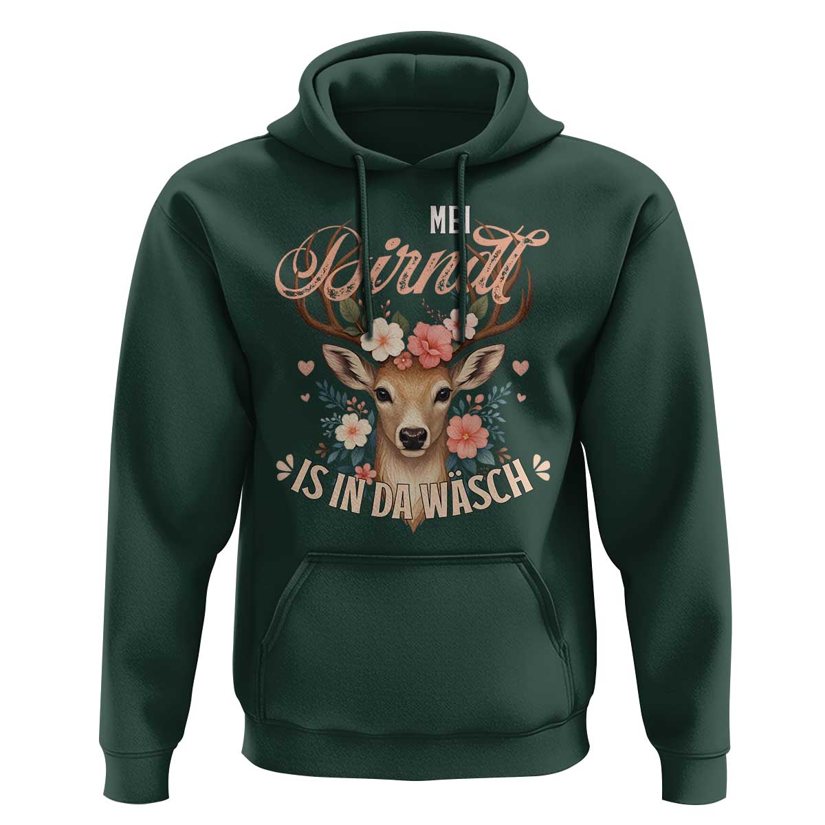 Funny Oktoberfest Deer Hoodie Mei Dirndl Is In Da Wasch German Bavarian Costume - Wonder Print Shop