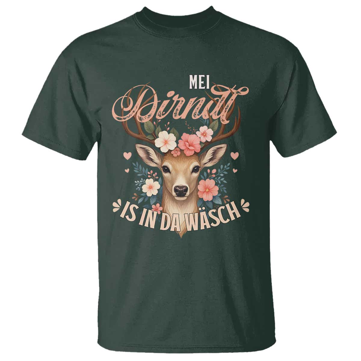 Funny Oktoberfest Deer T Shirt Mei Dirndl Is In Da Wasch German Bavarian Costume - Wonder Print Shop