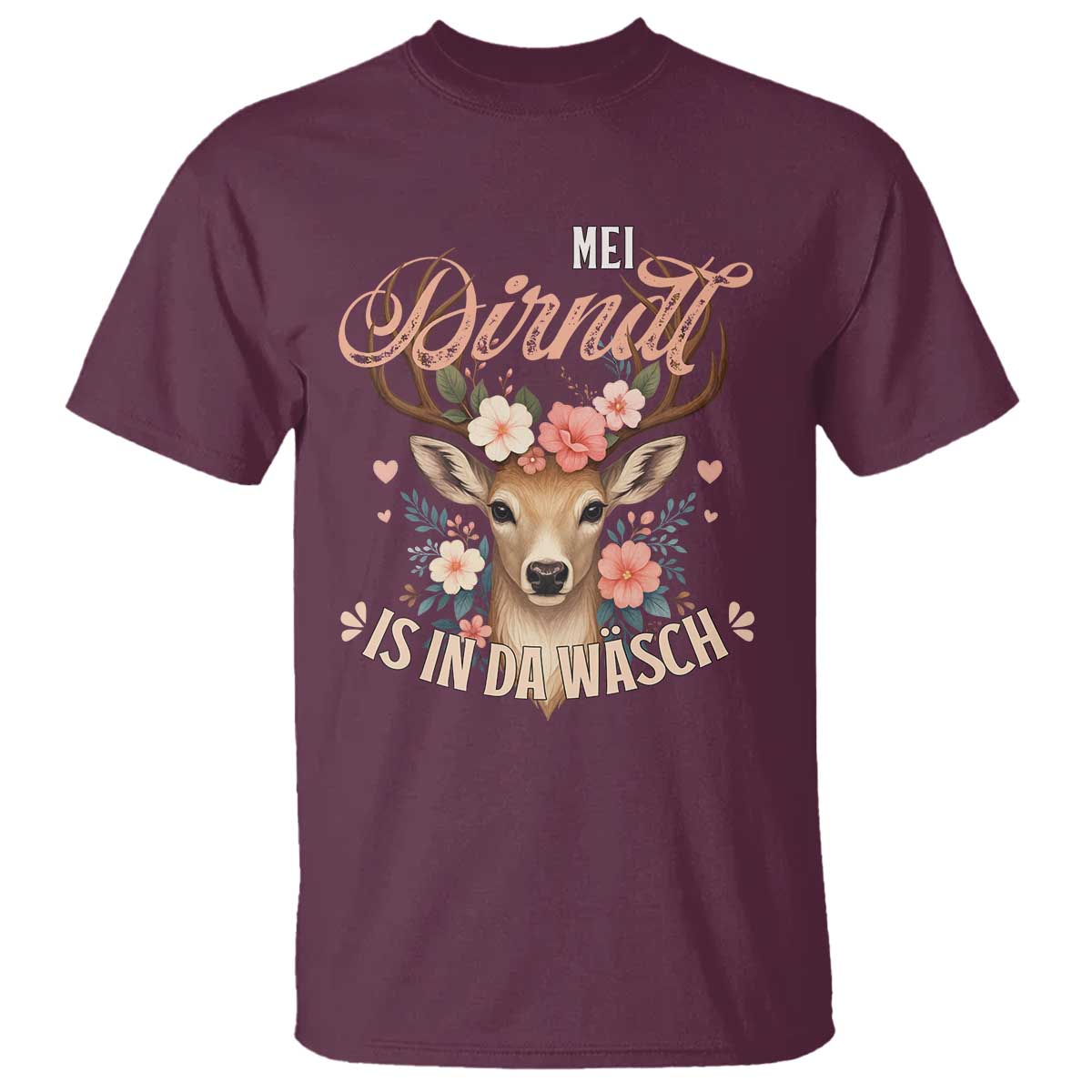 Funny Oktoberfest Deer T Shirt Mei Dirndl Is In Da Wasch German Bavarian Costume - Wonder Print Shop