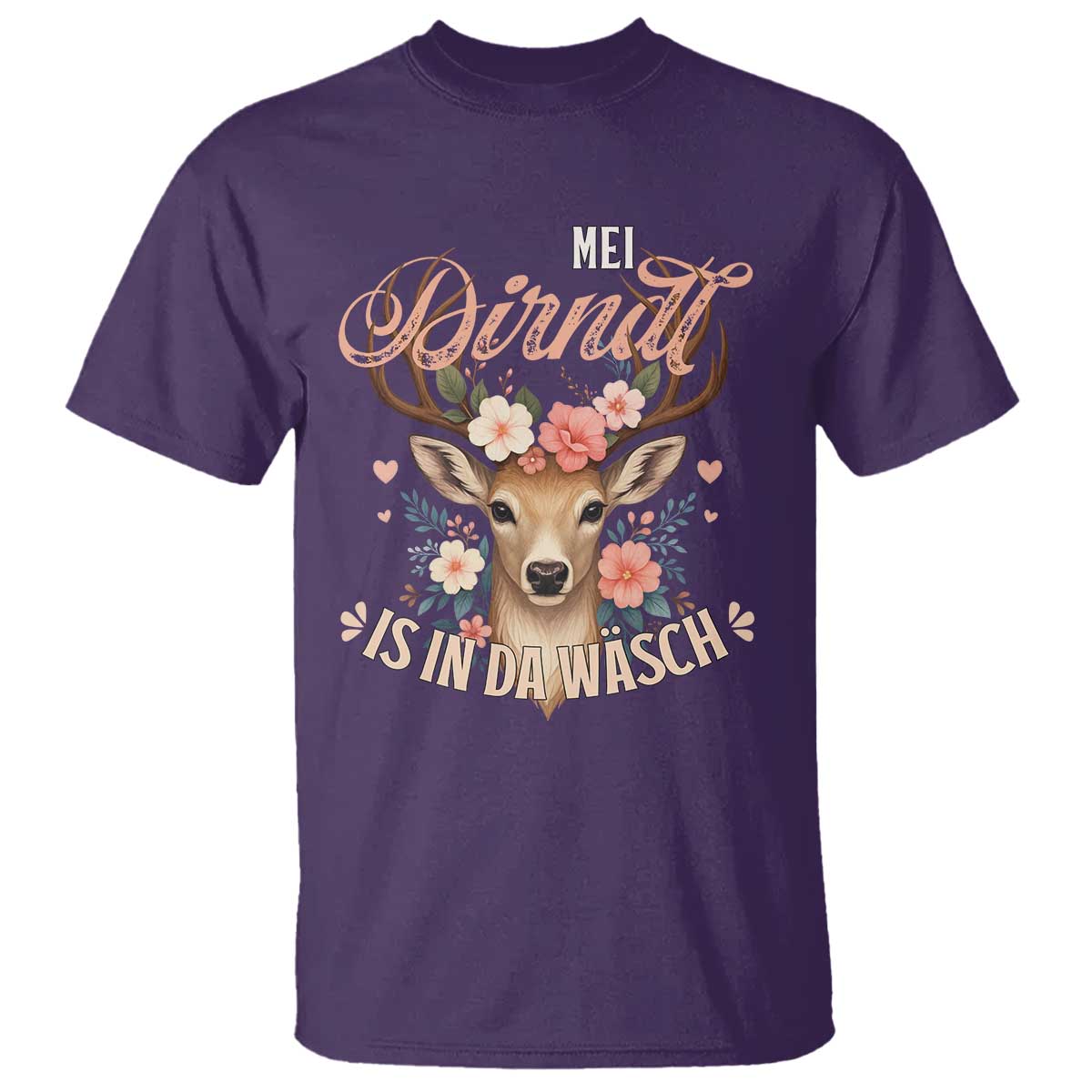 Funny Oktoberfest Deer T Shirt Mei Dirndl Is In Da Wasch German Bavarian Costume - Wonder Print Shop