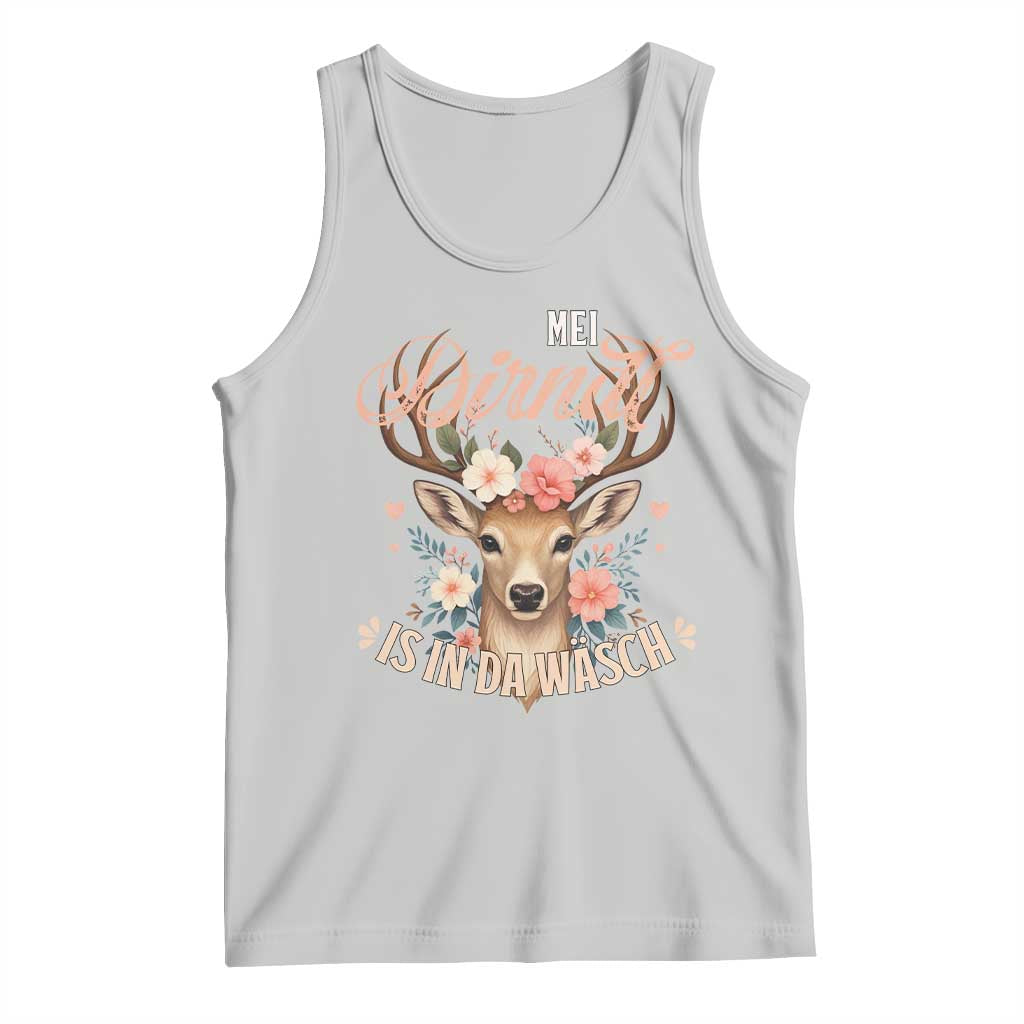 Funny Oktoberfest Deer Tank Top Mei Dirndl Is In Da Wasch German Bavarian Costume - Wonder Print Shop