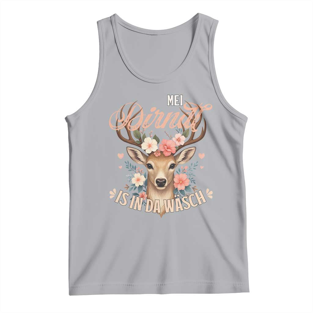 Funny Oktoberfest Deer Tank Top Mei Dirndl Is In Da Wasch German Bavarian Costume - Wonder Print Shop