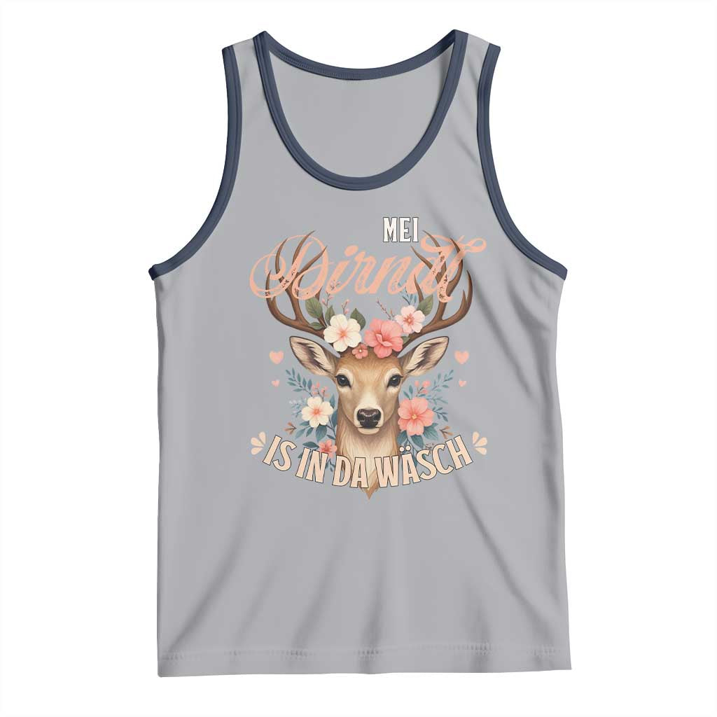 Funny Oktoberfest Deer Tank Top Mei Dirndl Is In Da Wasch German Bavarian Costume - Wonder Print Shop