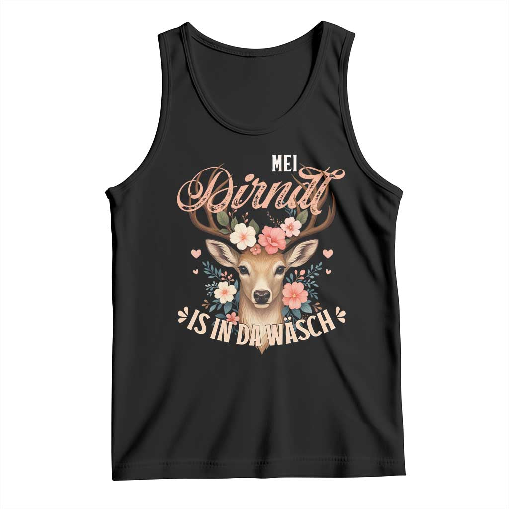 Funny Oktoberfest Deer Tank Top Mei Dirndl Is In Da Wasch German Bavarian Costume - Wonder Print Shop