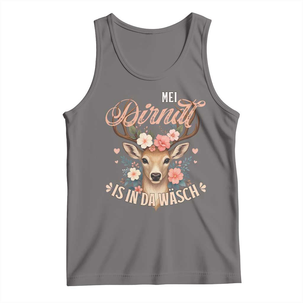 Funny Oktoberfest Deer Tank Top Mei Dirndl Is In Da Wasch German Bavarian Costume - Wonder Print Shop