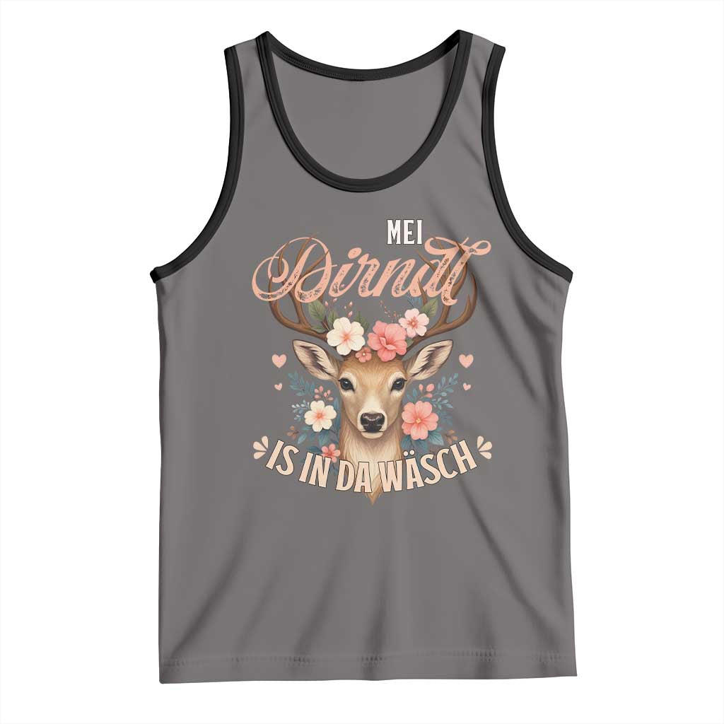 Funny Oktoberfest Deer Tank Top Mei Dirndl Is In Da Wasch German Bavarian Costume - Wonder Print Shop