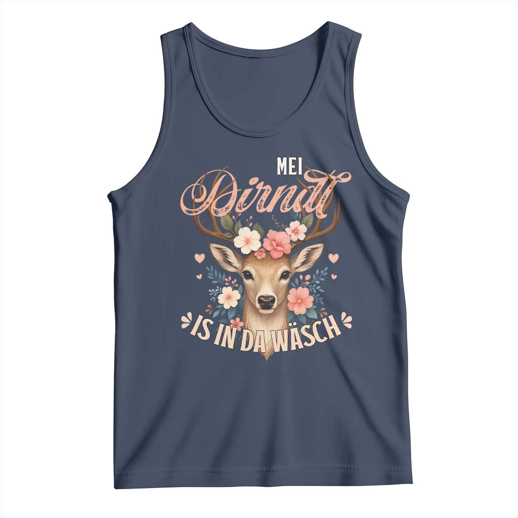 Funny Oktoberfest Deer Tank Top Mei Dirndl Is In Da Wasch German Bavarian Costume - Wonder Print Shop