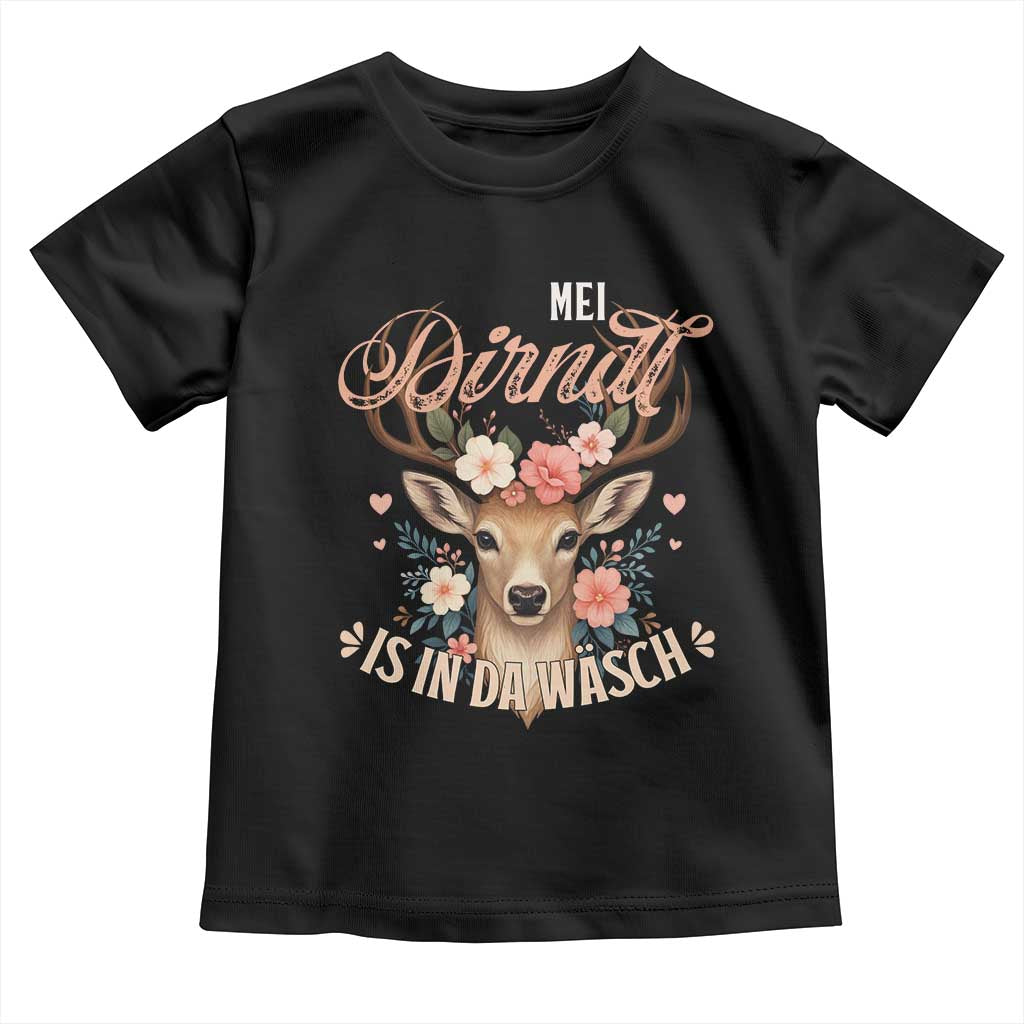 Funny Oktoberfest Deer Toddler T Shirt Mei Dirndl Is In Da Wasch German Bavarian Costume - Wonder Print Shop