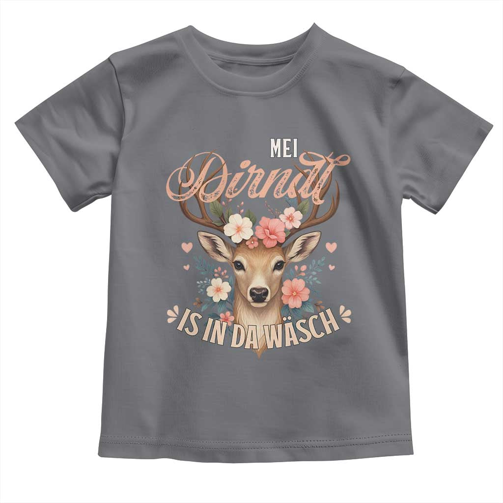 Funny Oktoberfest Deer Toddler T Shirt Mei Dirndl Is In Da Wasch German Bavarian Costume - Wonder Print Shop