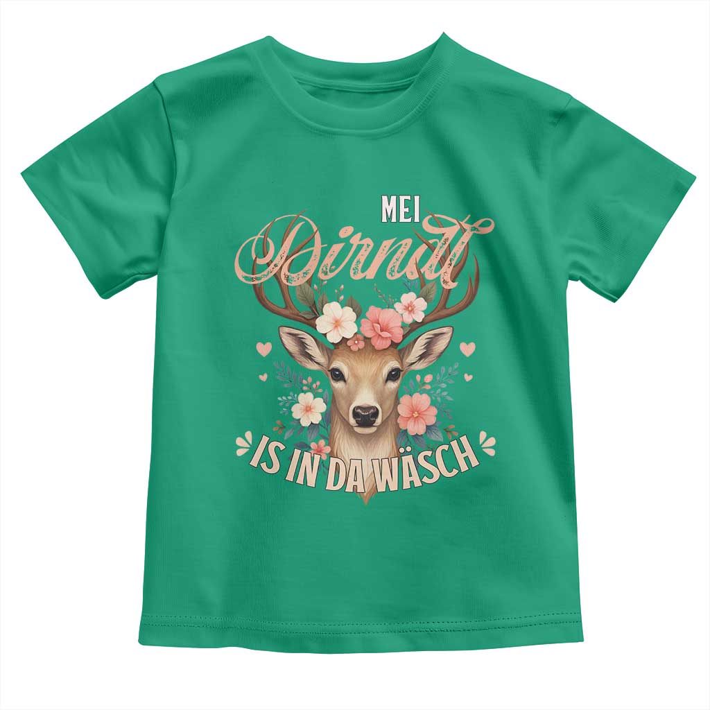 Funny Oktoberfest Deer Toddler T Shirt Mei Dirndl Is In Da Wasch German Bavarian Costume - Wonder Print Shop