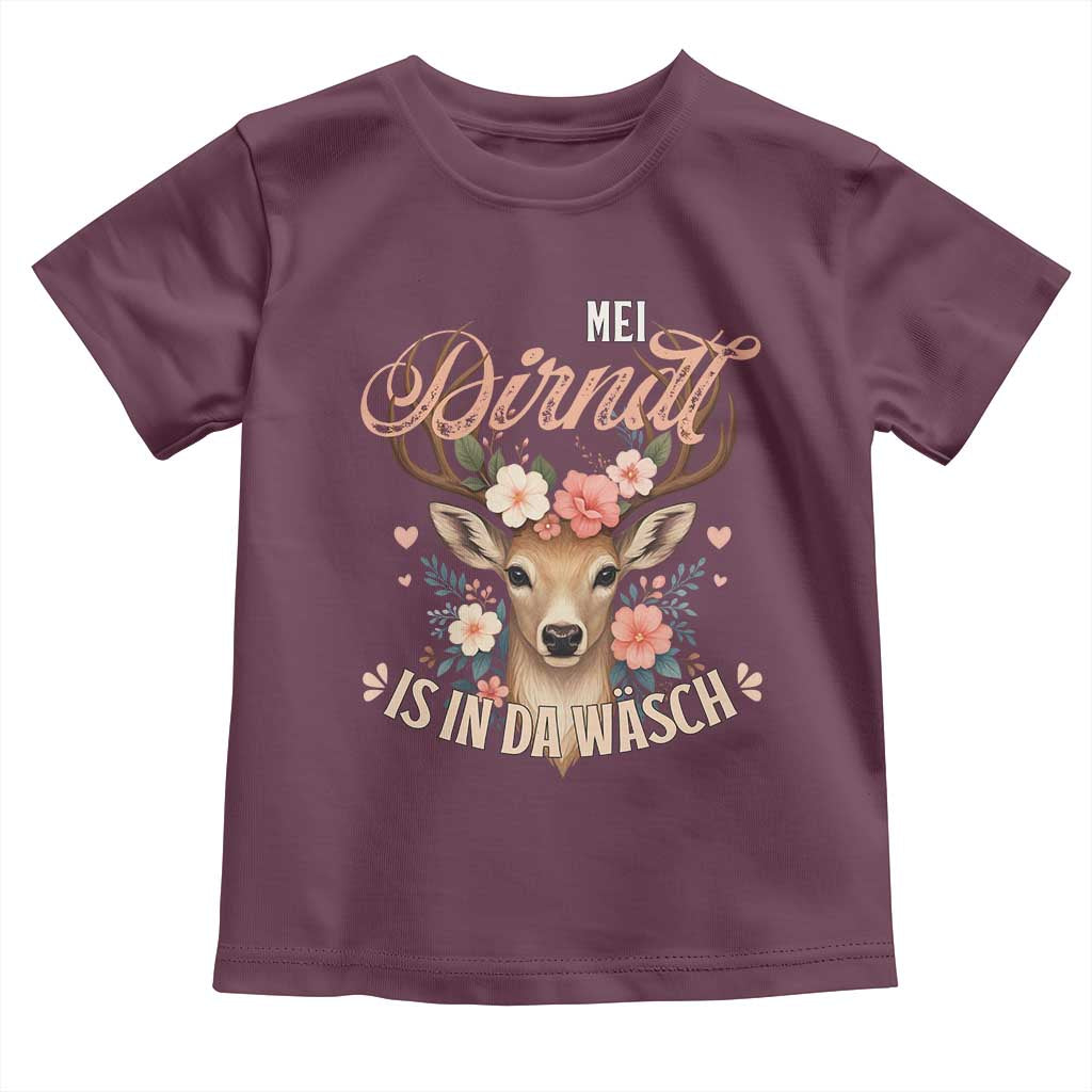 Funny Oktoberfest Deer Toddler T Shirt Mei Dirndl Is In Da Wasch German Bavarian Costume - Wonder Print Shop