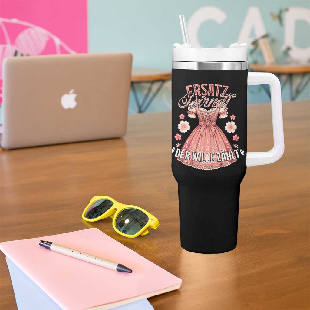 Funny Ersatz Backup Dirndl Oktoberfest Tumbler With Handle Der Wille Zahlt Bavarian Festival Costume Humor - Wonder Print Shop
