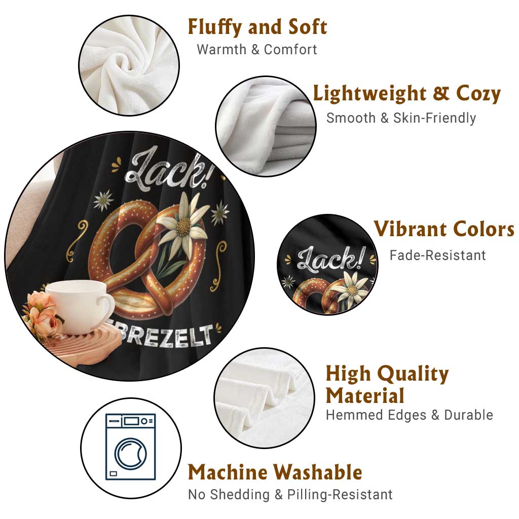 Zack Aufgebrezelt Oktoberfest Throw Blanket Dress Up Funny Pretzel Edelweiss Bavarian Festival - Wonder Print Shop