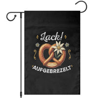 Zack Aufgebrezelt Oktoberfest Garden Flag Dress Up Funny Pretzel Edelweiss Bavarian Festival - Wonder Print Shop