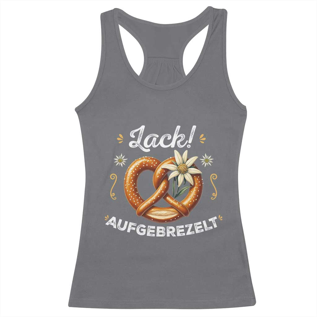 Zack Aufgebrezelt Oktoberfest Racerback Tank Top Dress Up Funny Pretzel Edelweiss Bavarian Festival - Wonder Print Shop