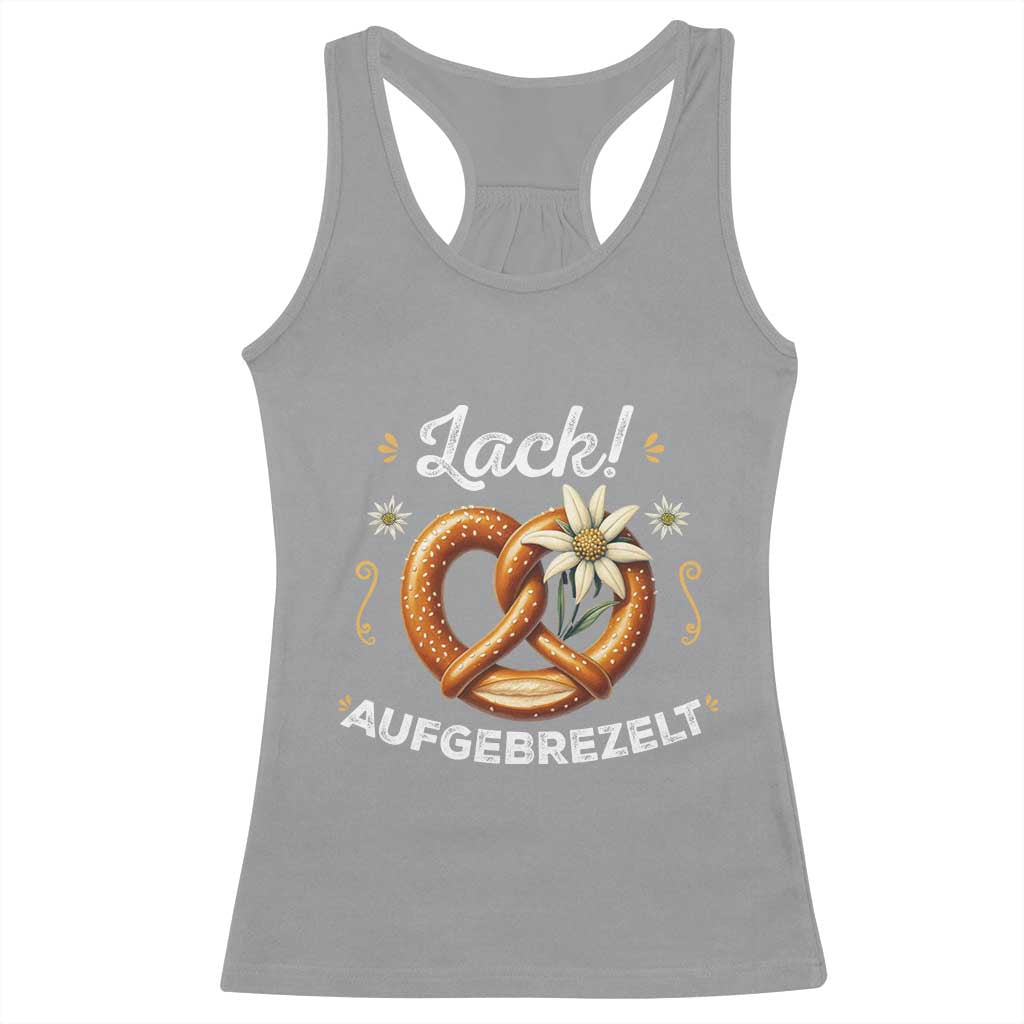 Zack Aufgebrezelt Oktoberfest Racerback Tank Top Dress Up Funny Pretzel Edelweiss Bavarian Festival - Wonder Print Shop