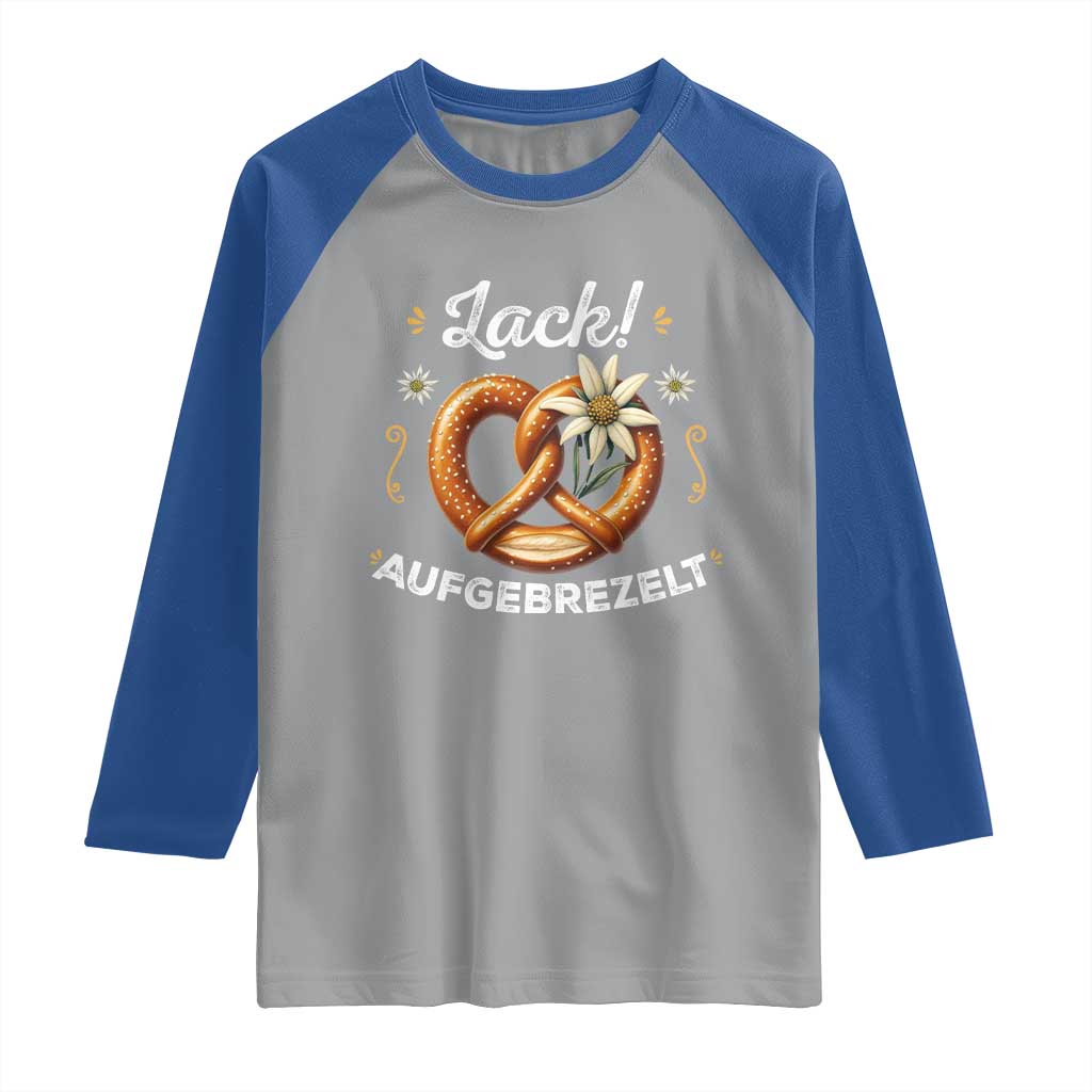 Zack Aufgebrezelt Oktoberfest Raglan Shirt Dress Up Funny Pretzel Edelweiss Bavarian Festival - Wonder Print Shop