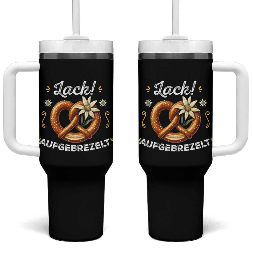 Zack Aufgebrezelt Oktoberfest Tumbler With Handle Dress Up Funny Pretzel Edelweiss Bavarian Festival - Wonder Print Shop